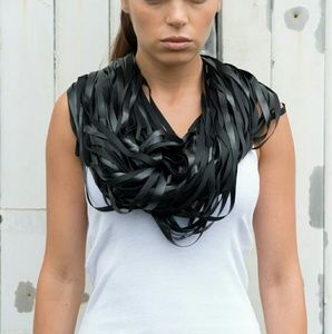 Leather Scarf/Layered Scarf/Leather Snood/ Oversiz